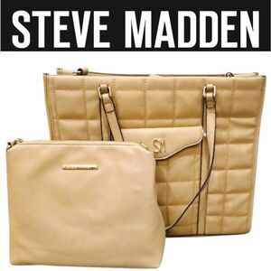 Steve Madden BLivia Quilted Tote Bag w/Removable Wristlet- Camel
